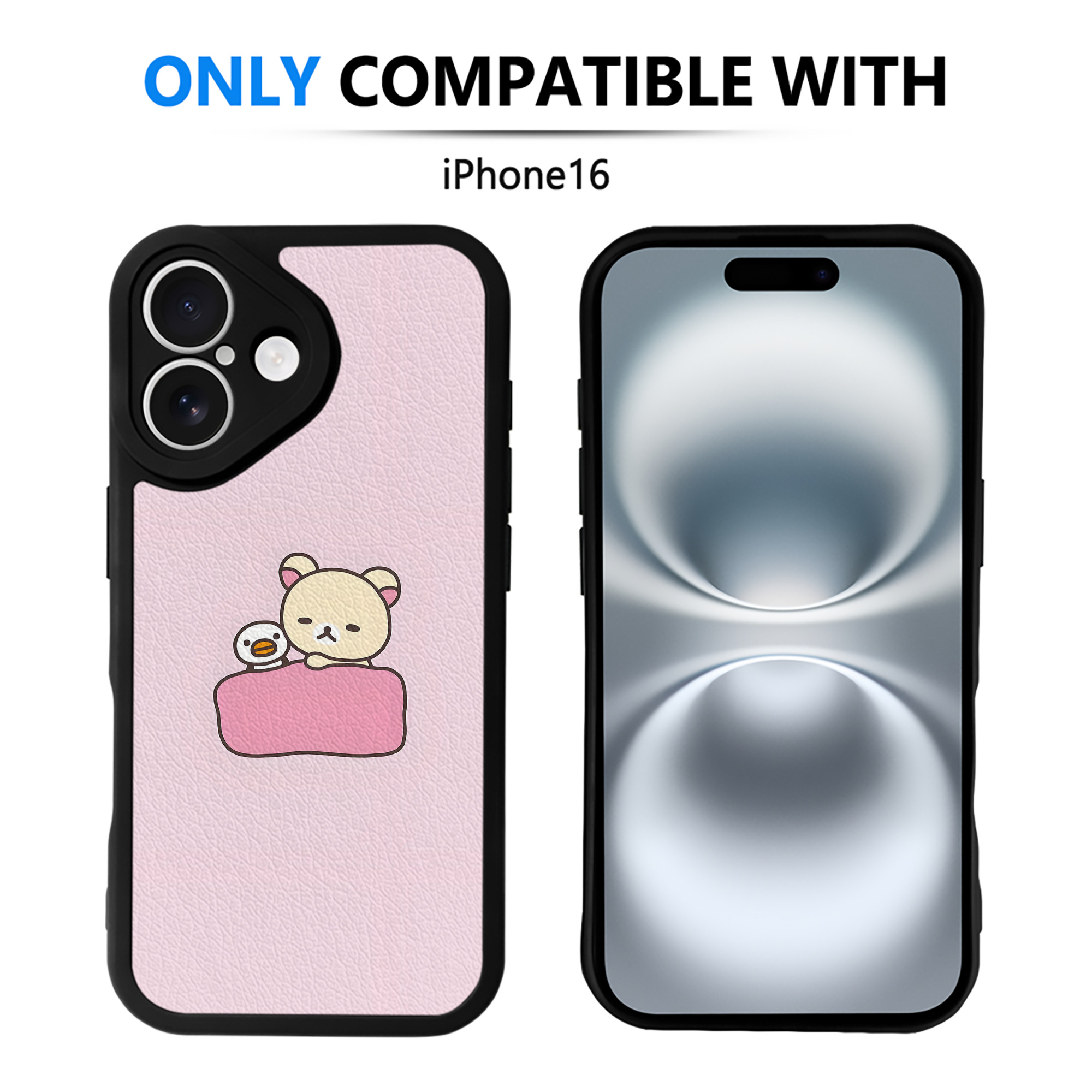 （画像用） リラックマ リラックマ キイロイトリ Rilakkuma Korilakkuma Kiiroitori 【iPhone 16シリーズ対応】シリコンスマホケース（レザー調） 材質：シリコン